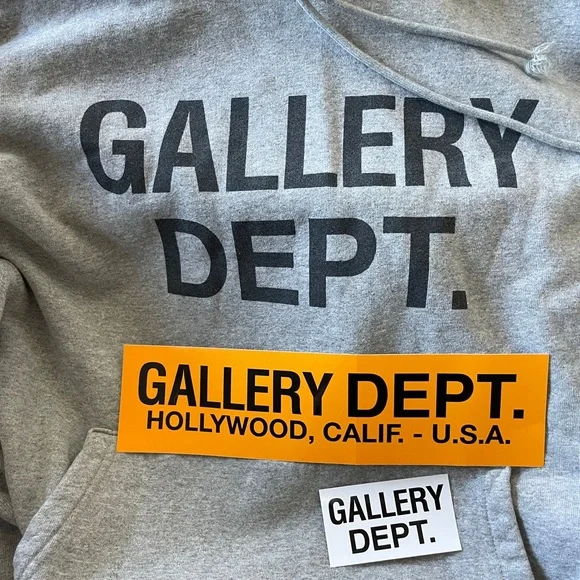 NEW XL Gallery Dept. Heather Grey Center Logo Hoodie sweatshirt - Picture 7 of 8